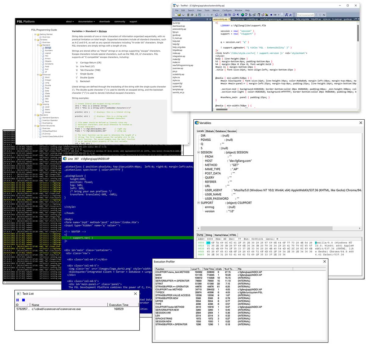 FGL platform tools &mdash; RadWeb's proprietary development, deployment, and runtime environment with AI-assisted development